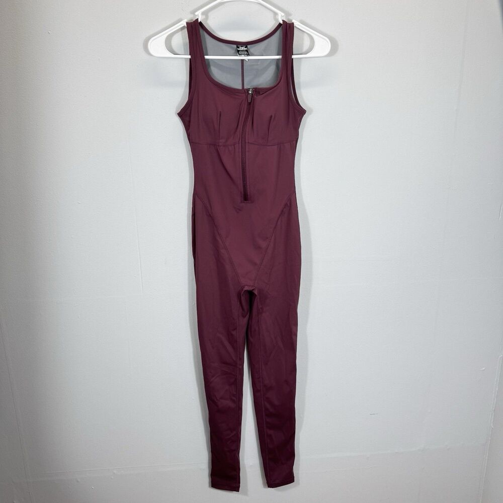 She’s Waisted Women Shape Wear Jumpsuit XS Maroon Nylon Spandex Body Shaper Shes - Picture 2 of 10